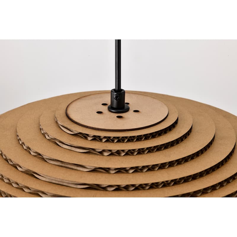 Matte Black Modern Nordic Style 1-Light Pendant Light with Natural Brown Origami Paper Shade - Matte Black