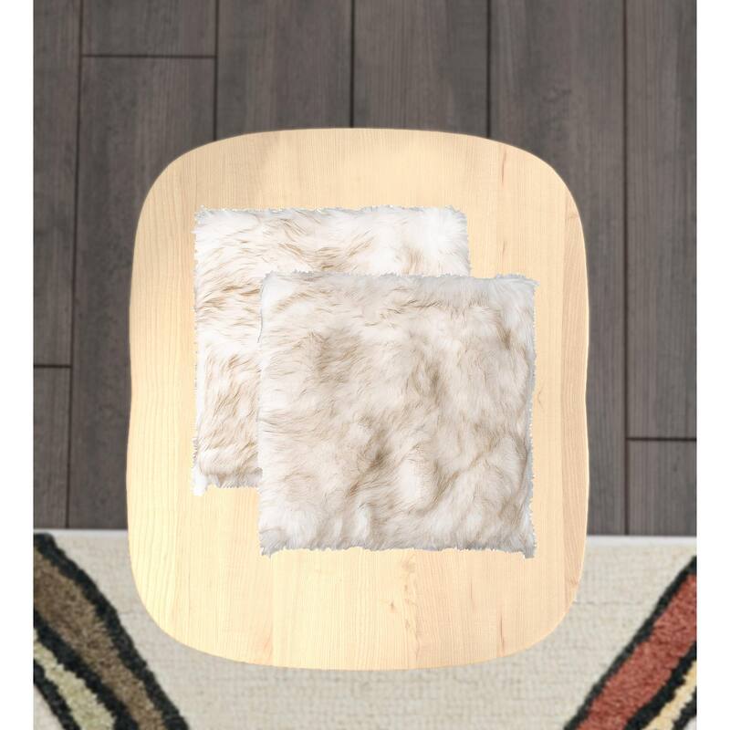 HomeRoots Set Of Two 17" X 17" Gradient Tan Faux Fur Dining Chair Pad - 17