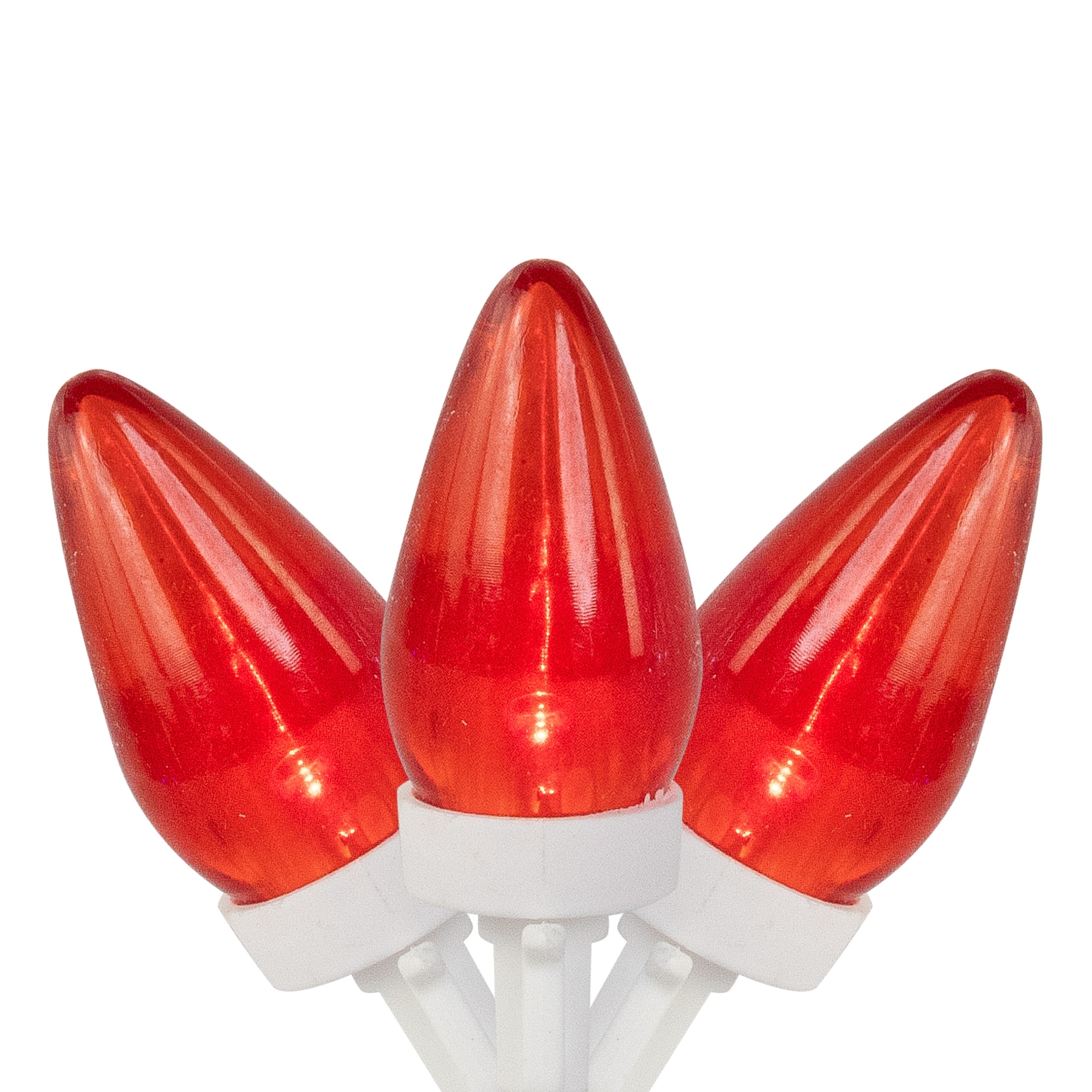 LED C7 Christmas Lights - Red - 16' White Wire - 25ct