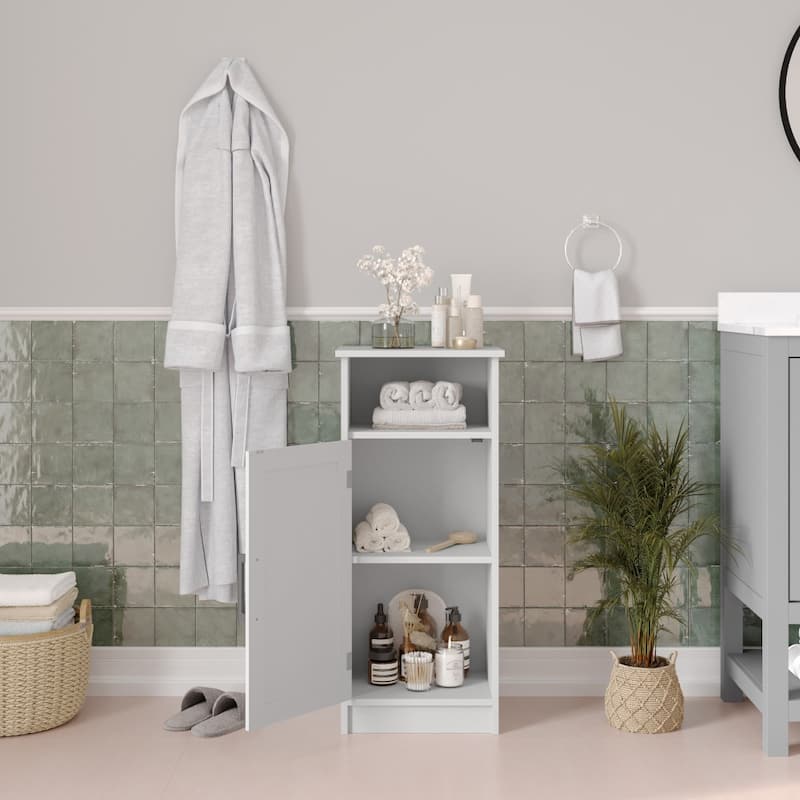 Floor Cabinet Storage Organizer with Magnetic Closure Door and Shelves
