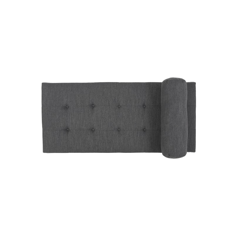 Charcoal 64" Tufted Chaise Lounge Chair with Wood Frame