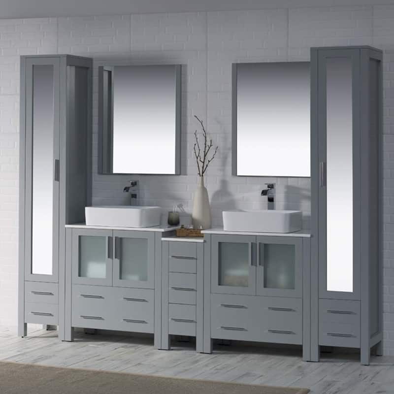 Blossom Sydney 102" Double Sink Vanity Set with Linen Closet & Mirrors