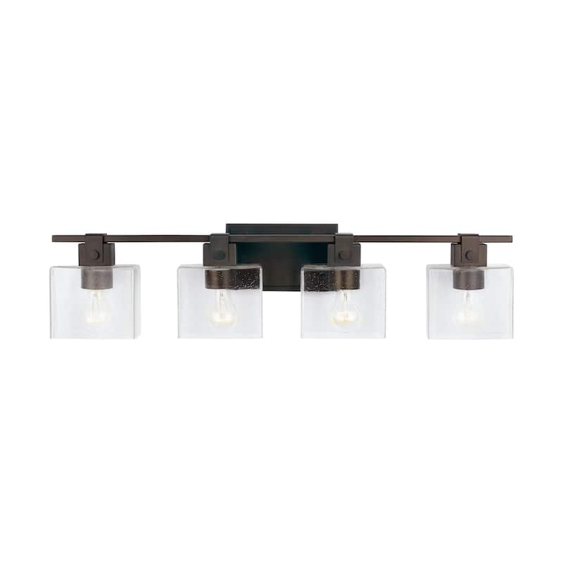 Graham 4-light Oil Rubbed Bronze Bath/ Vanity Fixture w/ Clear Seeded Glass