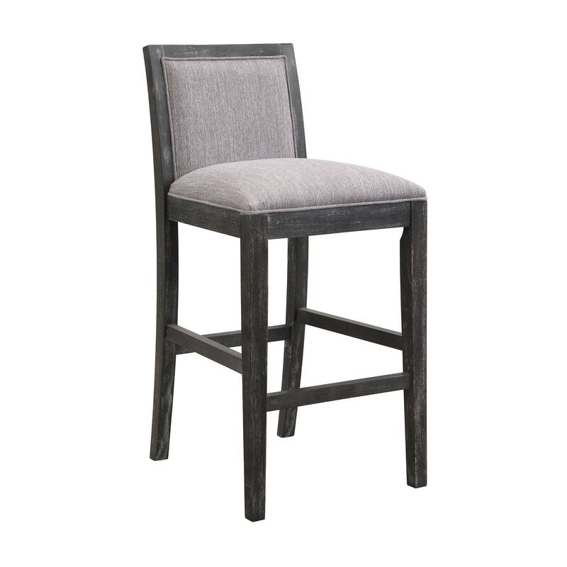 Modern 30.5" Set of 2 Bar Stools with Fabric Foam Cushioned Seats, Solid Wood Frame for Kitchen Island Dining Room Living Room
