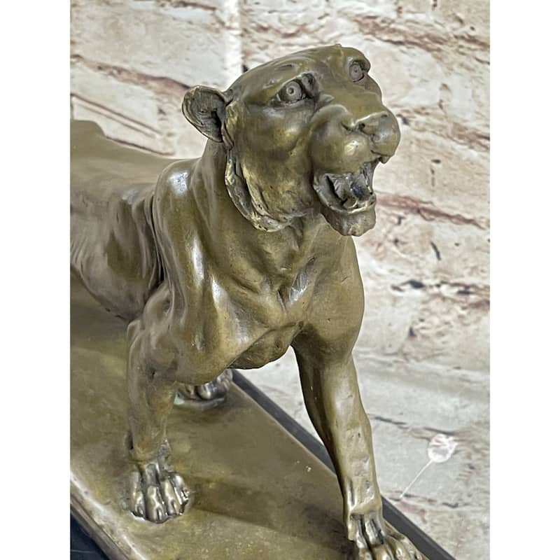 Jaguar Panther Imitative Leopard Cougar Big Imitative Cat Collector Bronze Marble Statue Art Decor