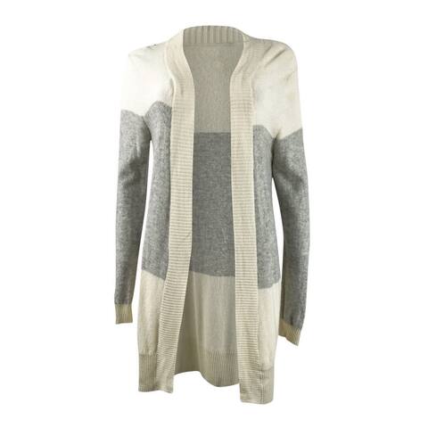 Charter Club Women's Colorblocked Cashmere Cardigan (M, Ivory Combo) - M