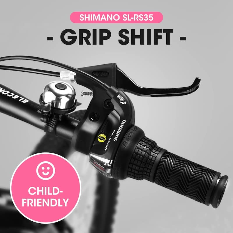 20 Inch Kids Mountain Bike for Boys & Girls Ages 6-12, 7-Speed Steel Frame with Front Suspension & Disc Brakes