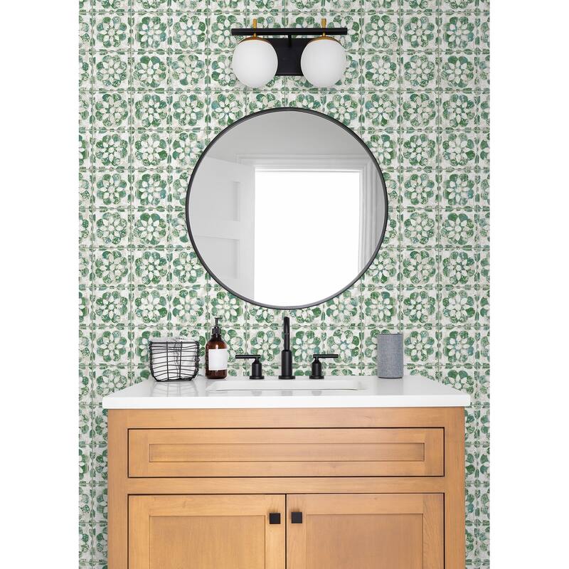 Advantage Izeda Green Floral Tile Wallpaper