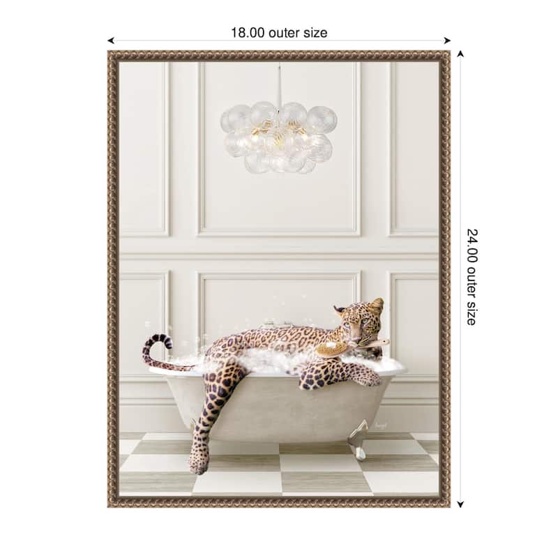 Kate and Laurel Sylvie Cheetah Traditional Chandelier Bath Framed Canvas by Amy Peterson