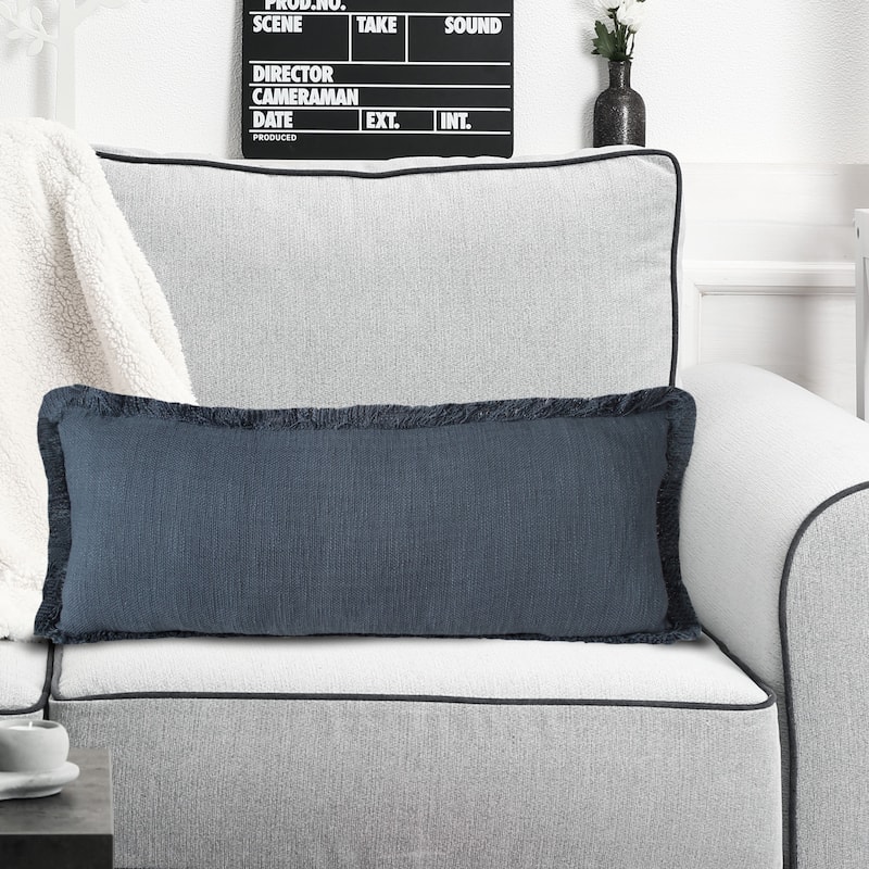 Sevita Solid Cotton Fringe Throw Pillow