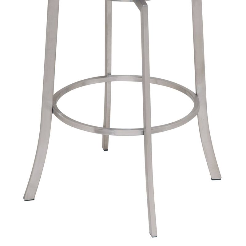 26" Modern Swivel Counter Height Bar Stool with Low Back Faux Leather Seat and Silver Iron Frame - 35" H x 20" W x 21" D