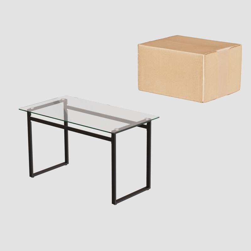 Glass 5-Piece Dining Table Set with 4 PU Upholstered Chairs