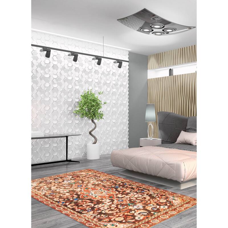 ECARPETGALLERY Hand-knotted Andelz Dark Brown Wool Rug - 4'0 x 6'6