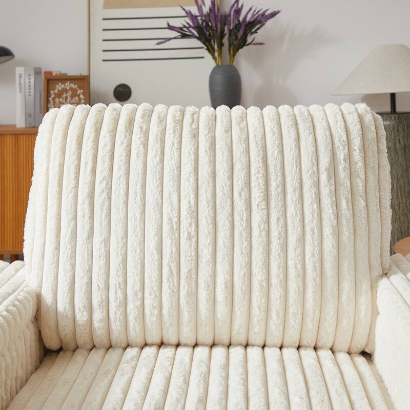 Anmytek 42.5-Inch Corduroy Deep-Seated Single Recliner With Backrest Pillow Cup Holder & Storage Footrest