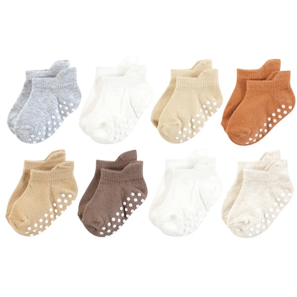 slide 1 of 1, Touched by Nature Unisex Organic Cotton Socks with Non-Skid Gripper for Fall Resistance, Beige Neutral 0-6 Months - Beige Neutral