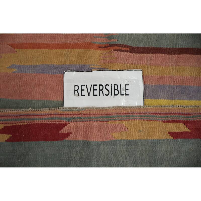 Hand Woven Oriental 100% Wool Carpet Southwestern Tribal Multi-Colored Kilim Area Rug - 11' 10'' X 8' 9''