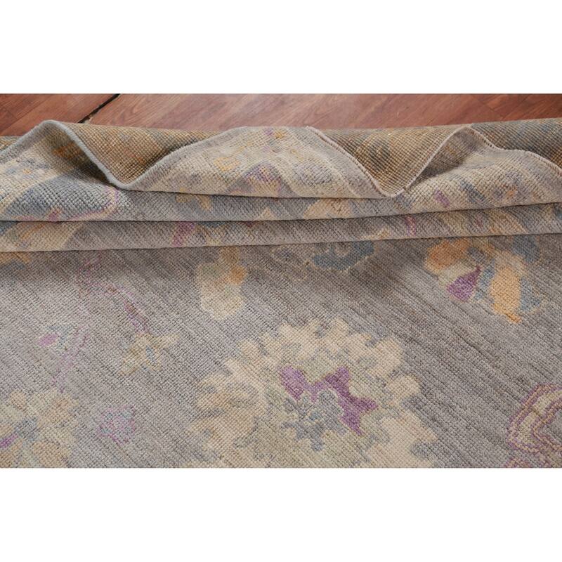 Hand Knotted Oriental 100% Wool Carpet Transitional All-Over Greys & Charcoal Oushak Area Rug - 10' 3'' X 8' 0''