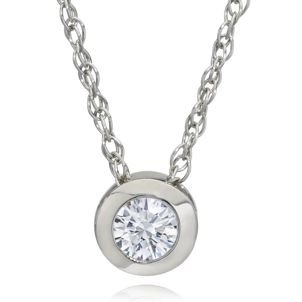 Bliss Diamond 3/8ct Bezel Solitaire Lab Created Diamond Pendant White Gold