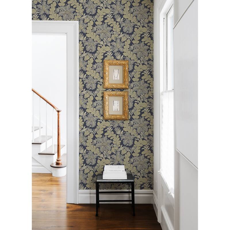 A-Street Prints Butterfield Navy Floral Wallpaper