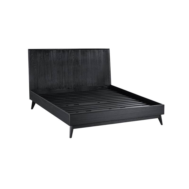 City Chic Platform Bed Frame - Black Brushed Oak Wood - Modern Bedroom Furniture