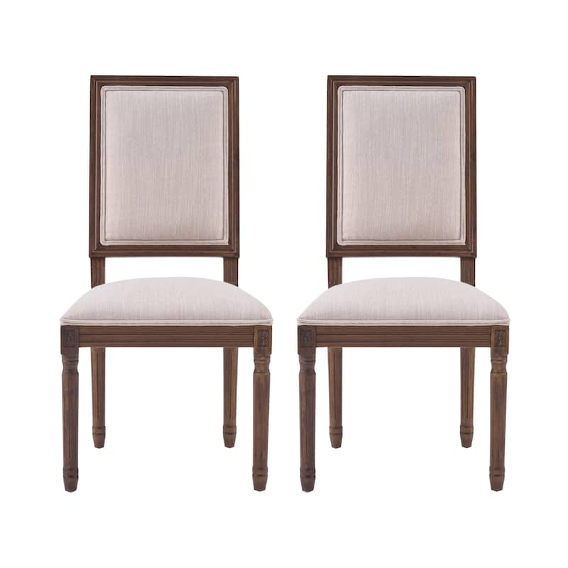 Christopher Knight Home - French Country Dining Chairs Set with Upholstered Backrest & Upholstered Seats with Fluted Legs