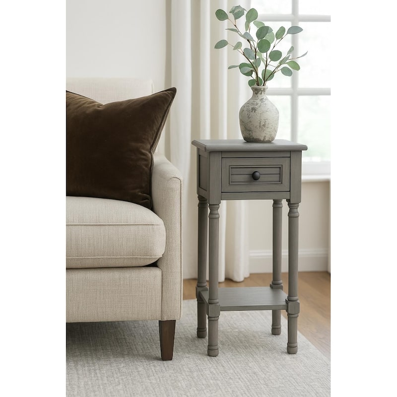 Farmhouse 1-Shelf And 1-Drawer Side Accent Table
