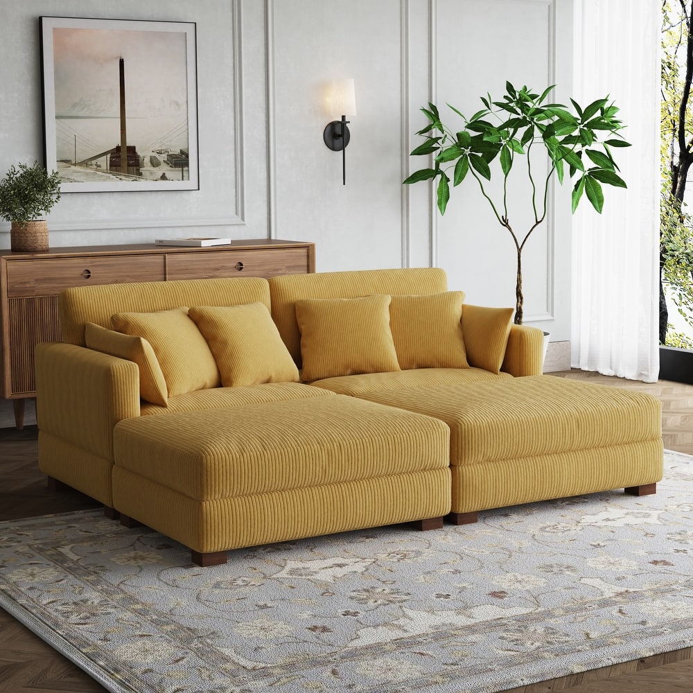 Sectional Sofa Set Modular Couch with Ottomans