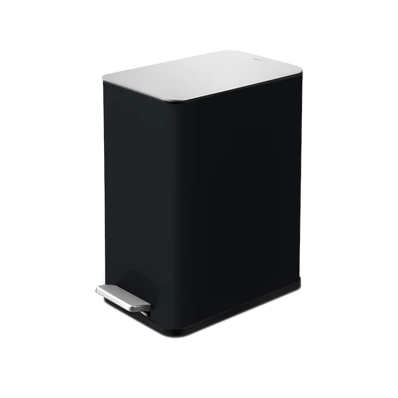 Qualiazero 10L / 2.6 Gallon Slim Step Can - Black - 2.6 Gallons