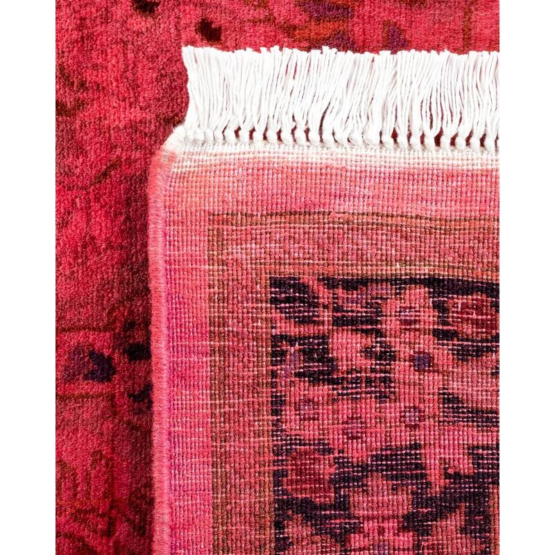 Overton Hand Knotted Wool Vintage Inspired Modern Contemporary Overdyed Pink Runner Rug - 2' 7" x 9' 9"