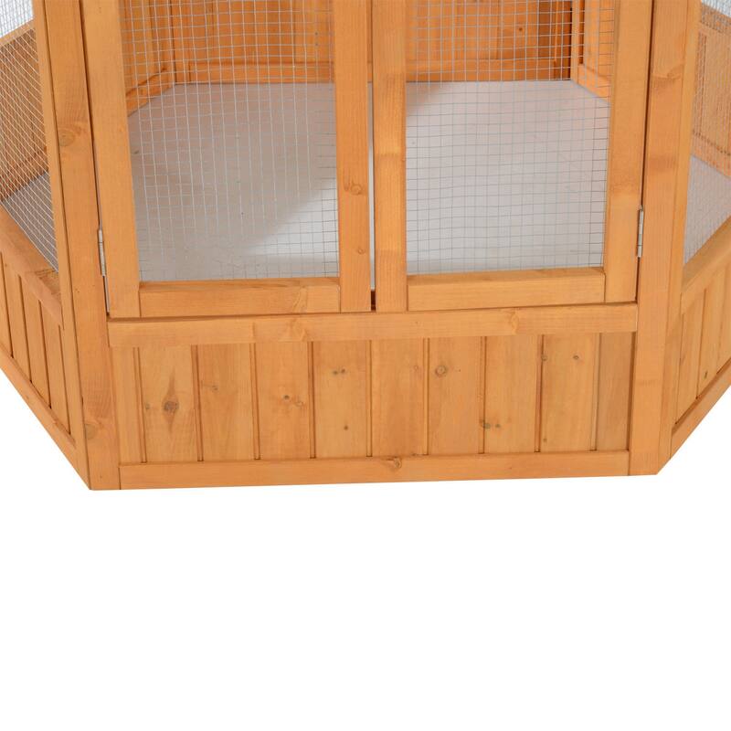 Bird Cage 69" Wooden Hexagonal Outdoor Aviary Flight Bird Cage
