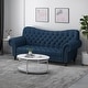 preview thumbnail 2 of 10, Wastacio Chesterfield Button-tufted Sofa by Christopher Knight Home - 34.00"D x 84.50"W x 37.50"H Navy Blue + Dark Brown