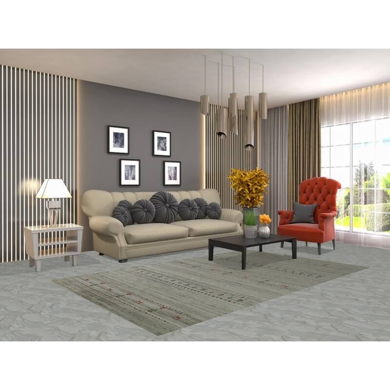 Hand Knotted Oriental 100% Wool Carpet Tribal Animal Pictorial Green Gabbeh Area Rug - 8' 1'' X 4' 11''