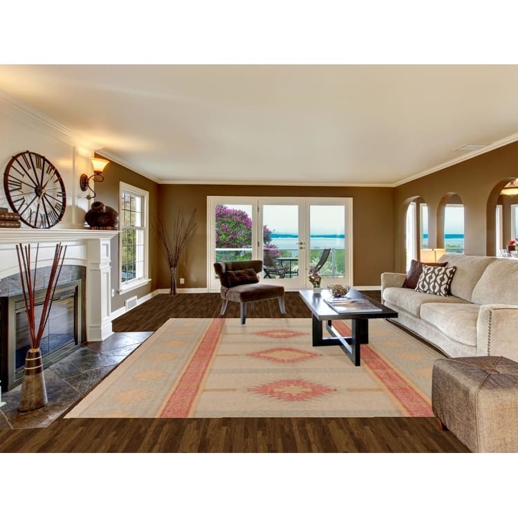 Hand Woven Oriental 100% Jute Carpet Southwestern Modern Beige & Ivories Kilim Area Rug - 11' 8'' X 9' 6''