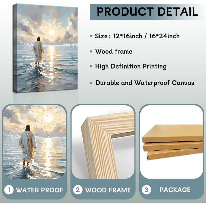 Jesus Canvas Wall Art, Christian Wall Decor of Jesus Walking on Water