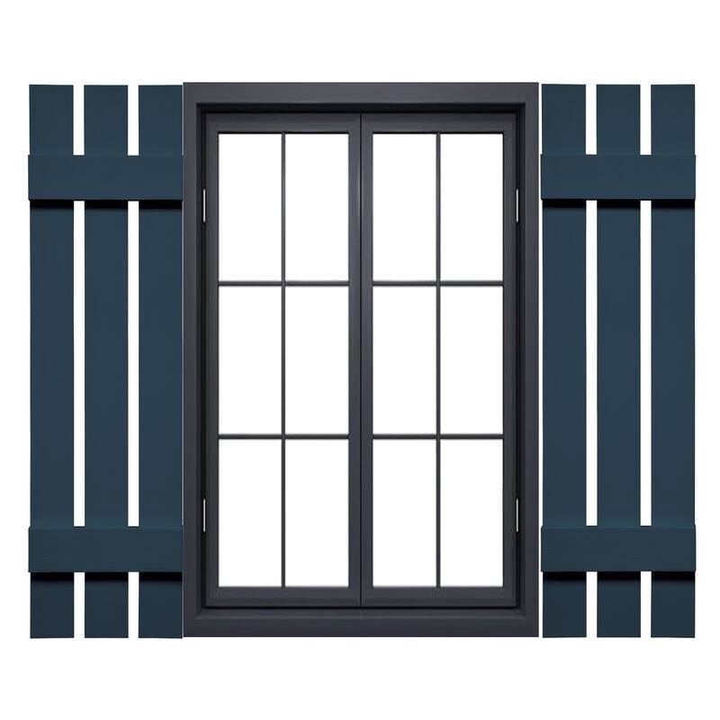 Mid-America Vinyl, Standard Size Three Board Spaced Shutters - 12"W x 39"H - 036 - Classic Blue