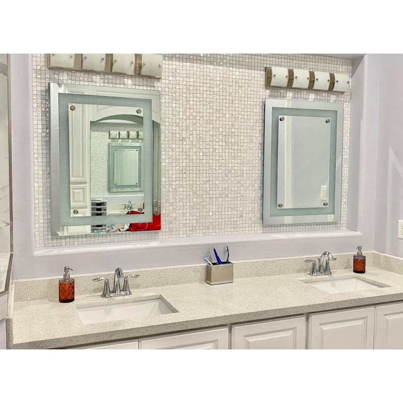 Art3d 12"x12" Mother of Pearl Tile Square White with Seams