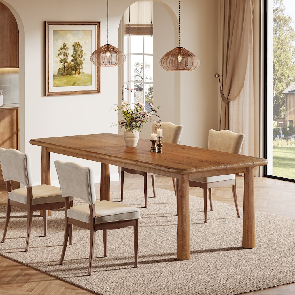 63'' Solid Wood Dining Table, Kitchen Table Dining Room Furniture