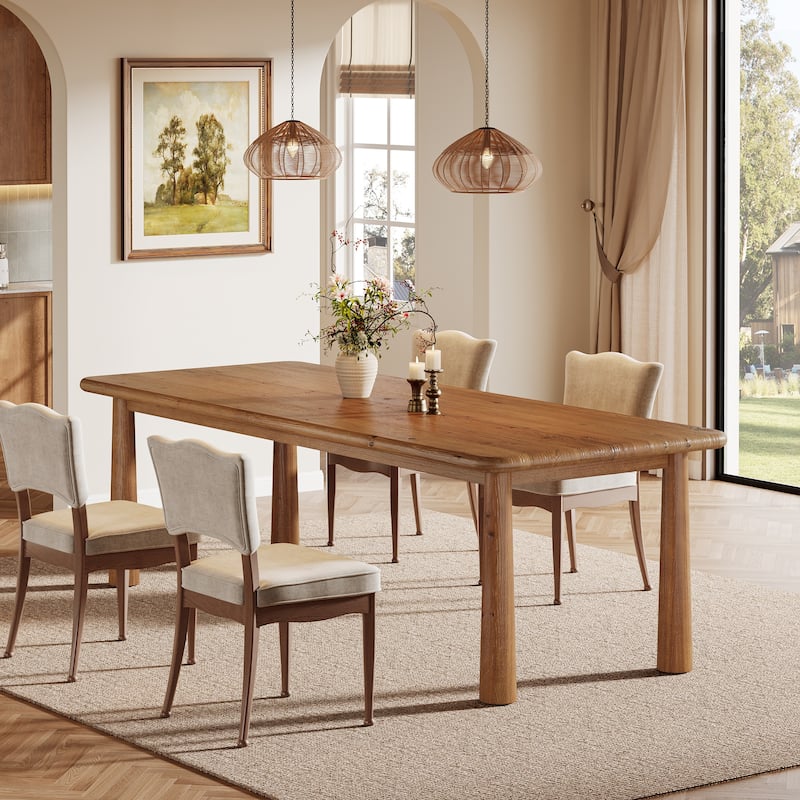 Solid Wood Dining Table, 63'' Kitchen Table Dining Room Furniture