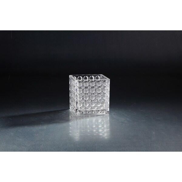 4.5" Crystal Clear Square Glass Candle Holder Table Top - N/A