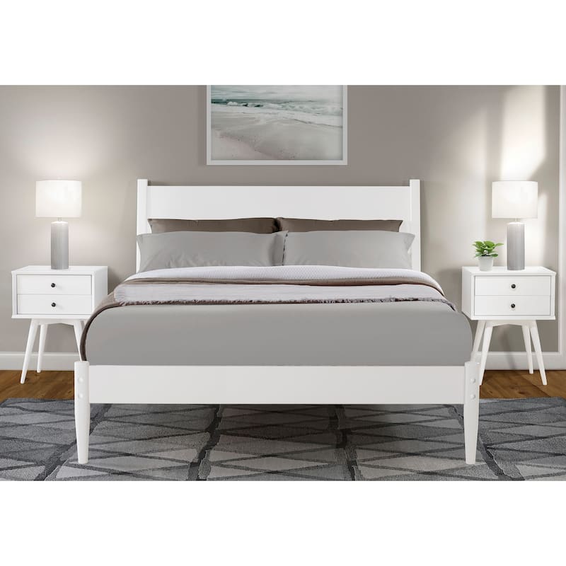 Mid-Century Panel Bed - White - Twin