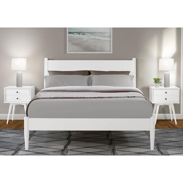 Mid-Century Panel Bed - White - Twin