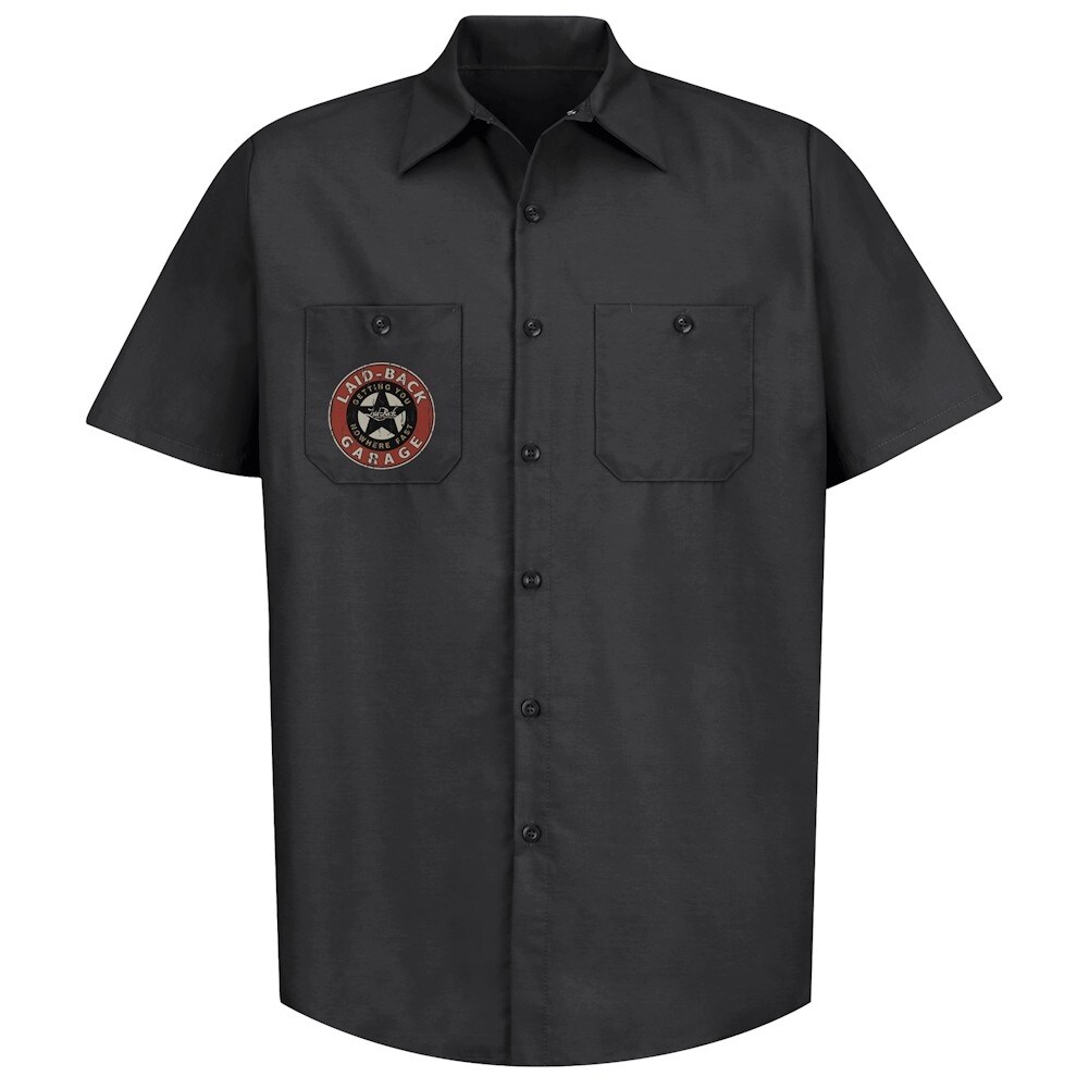 Shop Men S Laid Back Garage Black Button Down Short Sleeve Work