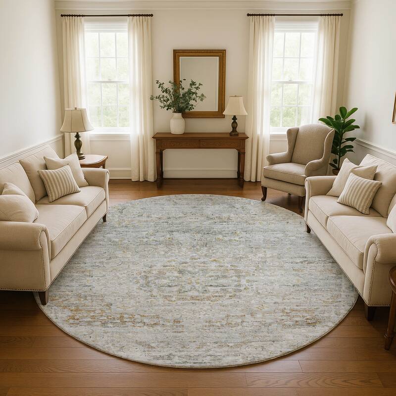 Premium Washable Super Soft Vintage Traditional Mayfield Rug - Taupe - 8' x 8'