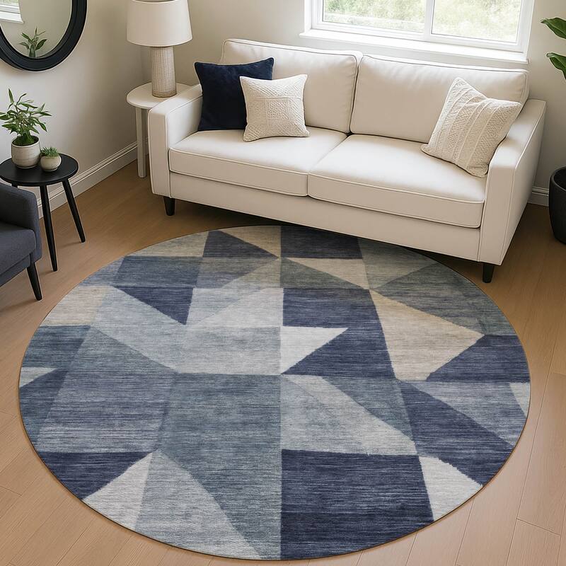 Machine Washable Indoor/ Outdoor Geo Rubi Chantille Rug