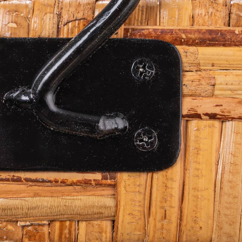 Decorative Rattan Tray with Metal Handles