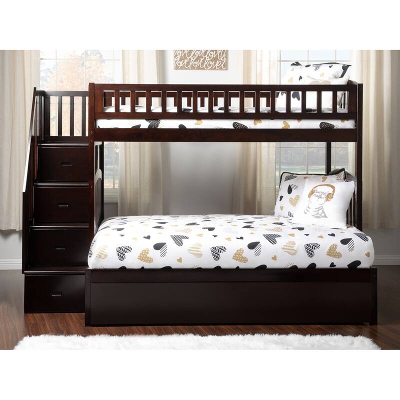 Westbrook Staircase Bunk Twin over Full with Twin Trundle in Espresso