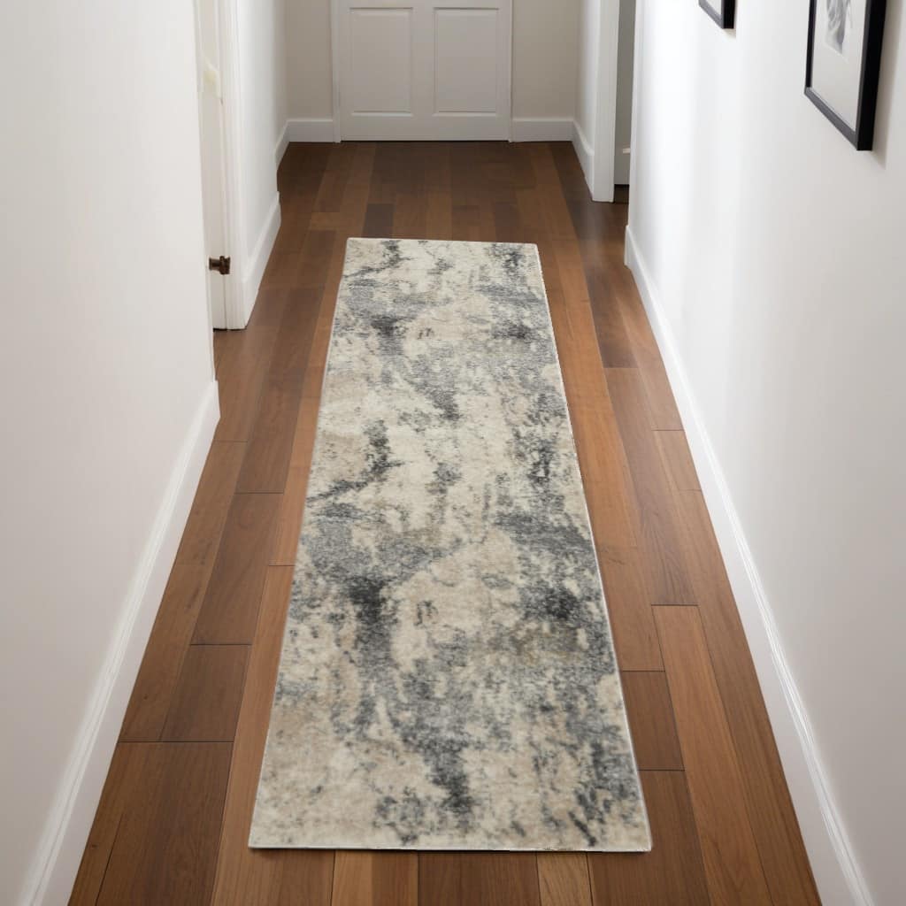 Fira Distressed Abstract Modern Stain Resistant Area Rug By HomeRoots - 90' X '26' X '0.75