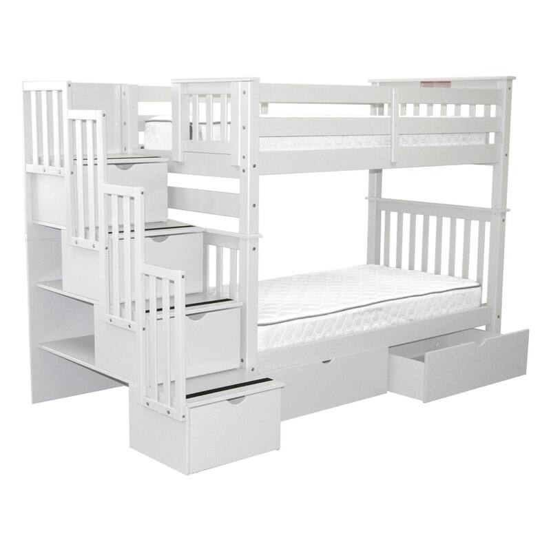 Taylor & Olive Trillium Tall Twin over Twin Stairway Bunk Bed, Drawers