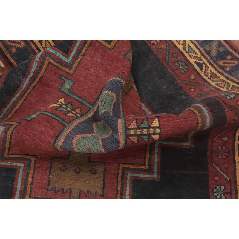Hand Knotted Oriental 100% Wool Carpet Traditional Tribal Oranges & Rust Ardebil Runner Rug - 12' 8'' X 3' 8''