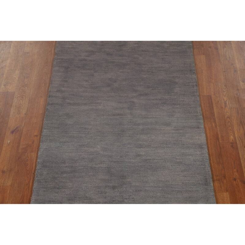 Gray Gabbeh Modern Runner Rug Hand-Knotted Wool Carpet - 2'9"x 9'9"